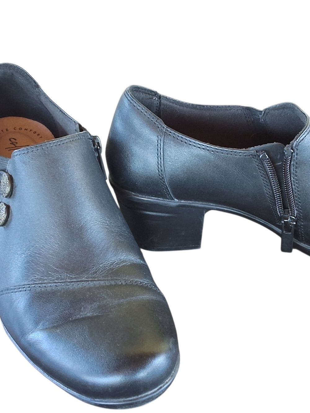 Womens Clarks Side Zip Black Shoes Size 8